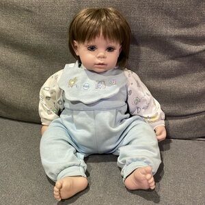 Adora Name Your Own Baby Doll Boy with Blue romper and Bib Blond hair
